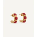 Pendientes Vidal&Vidal Semiluna Zahara Baño Oro y Coral Sintético X48506