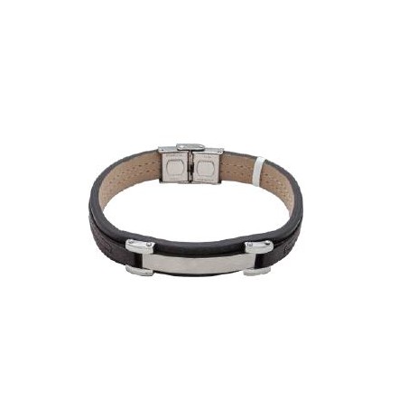 Pulsera Olliver Abbot Cuero Marrón y Acero Hombre OA0005 