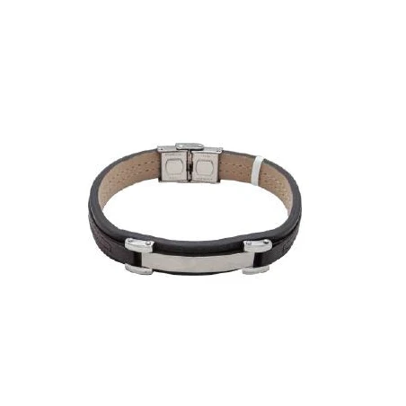 Pulsera Olliver Abbot Cuero Marrón y Acero Hombre OA0005 