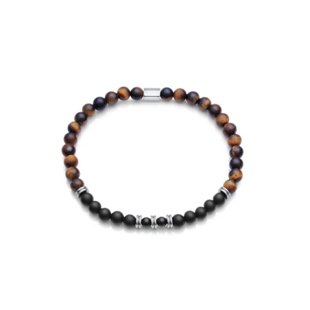 Pulsera Viceroy Fashion Beat Esferas Ágata Negra y Ojo de Tigre Hombre 1486P09011