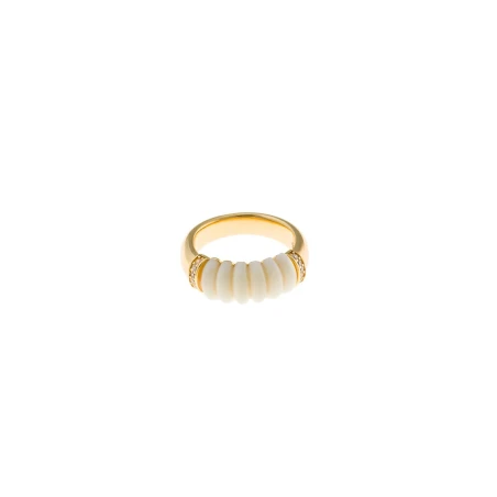 Anillo Salvatore Latón Baño Oro y Esmalte Blanco 277SM005 