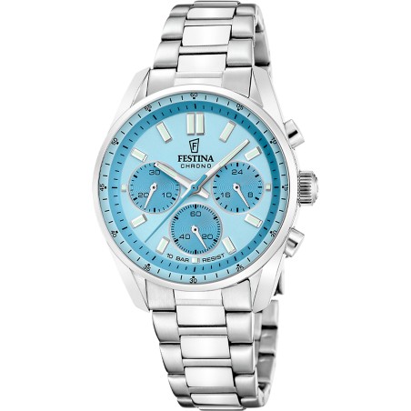 Reloj Festina Boyfriend Plateado y Azul Multifunción Mujer F20753/2 