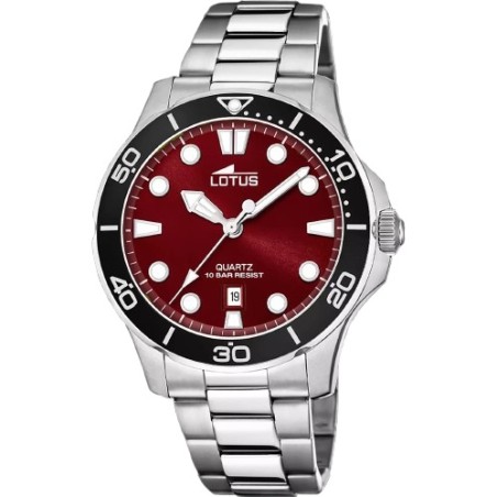 Reloj Lotus Excellent Hombre Plateado y Granate Analógico 18759/7