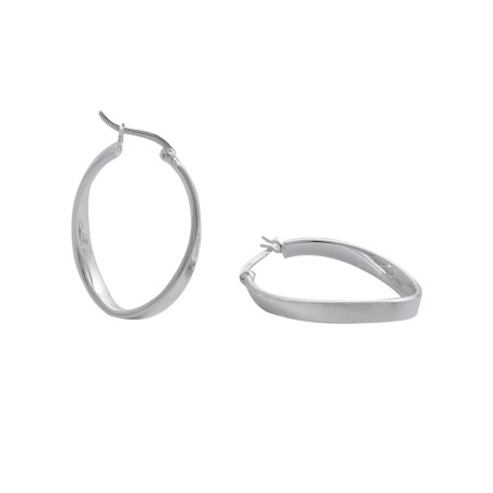 Pendientes Vidal&Vidal Aro Ovalado Ondulado Baño Plata R1487C