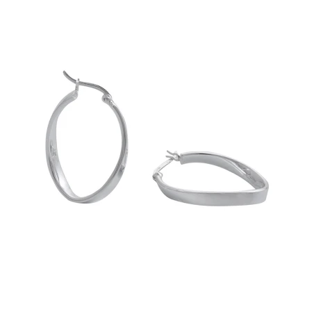 Pendientes Vidal&Vidal Aro Ovalado Ondulado Baño Plata R1487C