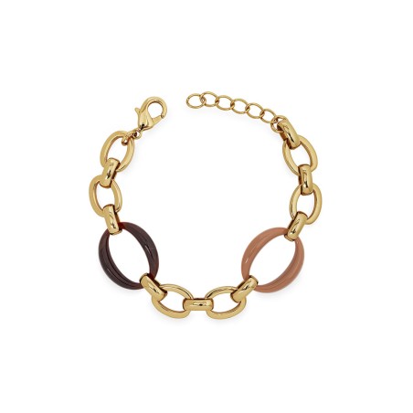 Pulsera Vidal&Vidal Caramel Eslabones Baño Oro, Acetato y Resina Marrón X9811318A