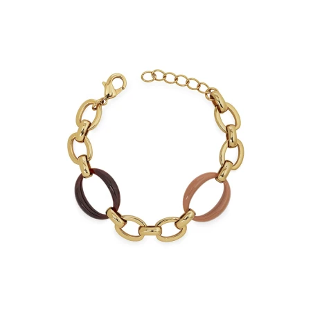 Pulsera Vidal&Vidal Caramel Eslabones Baño Oro, Acetato y Resina Marrón X9811318A