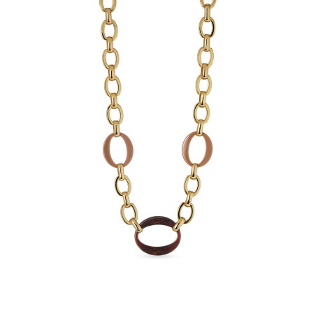 Collar Vidal&Vidal Caramel Eslabones Baño Oro, Acetato y Resina Marrón X9811442A
