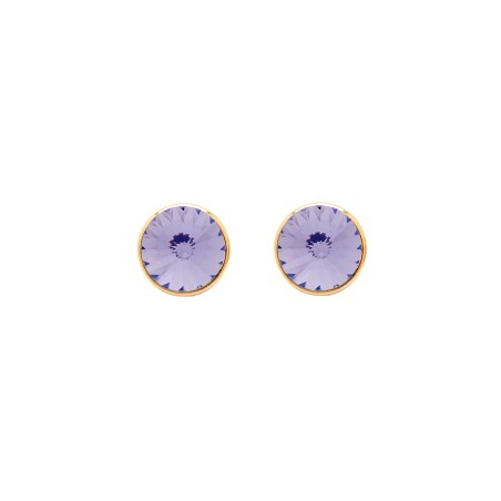 Pendientes Victoria Cruz Basic Plata Baño Oro y Cristal Violeta A2791-31DT