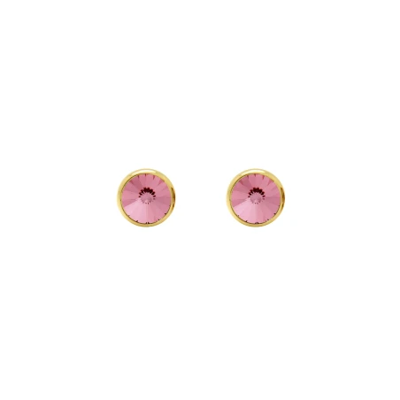 Pendientes Victoria Cruz Basic Plata Baño Oro y Cristal Rosa A3331-19DT