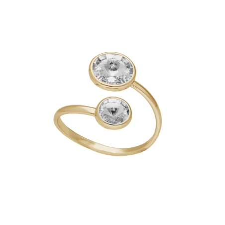 Anillo Ajustable Victoria Cruz Basic plata Baño Oro y Cristal A4224-07DA