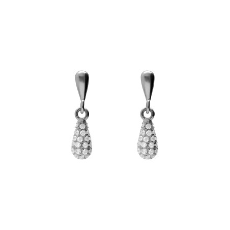 Pendientes Cortos Victoria Cruz Lux Gota Plata Baño Oro y Circonitas Blancas A5624-07HT