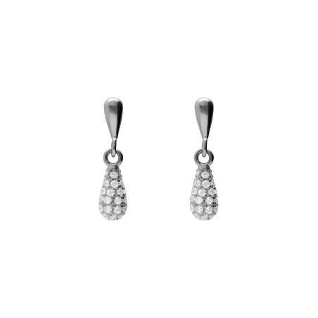 Pendientes Cortos Victoria Cruz Lux Gota Plata Baño Oro y Circonitas Blancas A5624-07HT