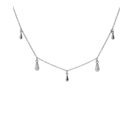 Collar Victoria Cruz Lux Gotas Plata Baño Rodio y Circonitas Blancas A5629-07HG