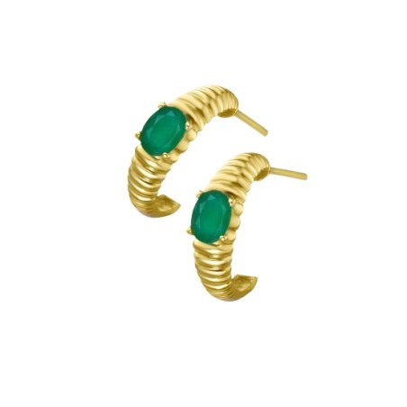 Pendientes Le Carré Gallonados Oro y Esmeralda GB238ES.00 