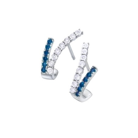 Pendientes Cruzados Le Carré Oro Blanco, Zafiros y Diamantes GB237ZA.00 