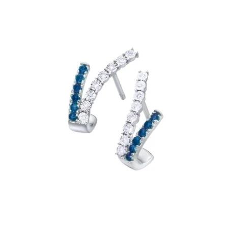 Pendientes Cruzados Le Carré Oro Blanco, Zafiros y Diamantes GB237ZA.00