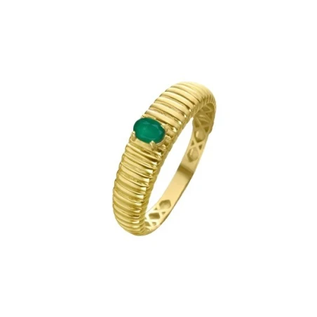 Anillo Le Carré Callonado Oro Amarillo 18kt y Esmeralda GA197ES