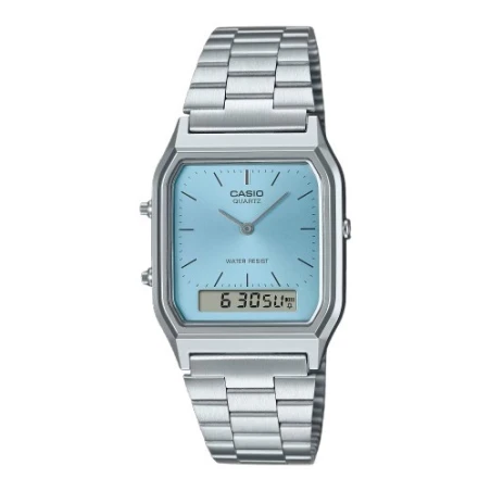 Reloj Casio Edgy Plateado y Turquesa Analógico y Digital AQ-230A-2A1MQYES 