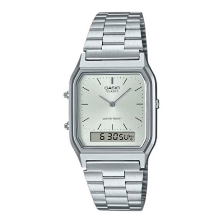 Reloj Casio Edgy Plateado Analógico y Digital AQ-230A-7AMQYES