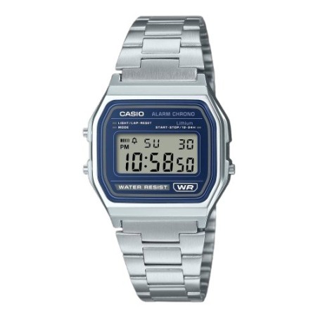 Reloj Casio Collection Vintage Plateado y Azul Unisex A158WEA-2EF