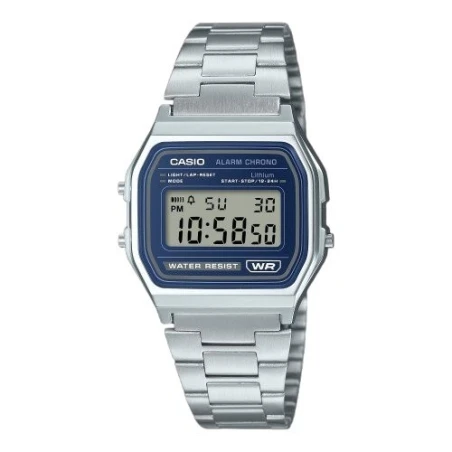 Reloj Casio Collection Vintage Plateado y Azul Unisex A158WEA-2EF