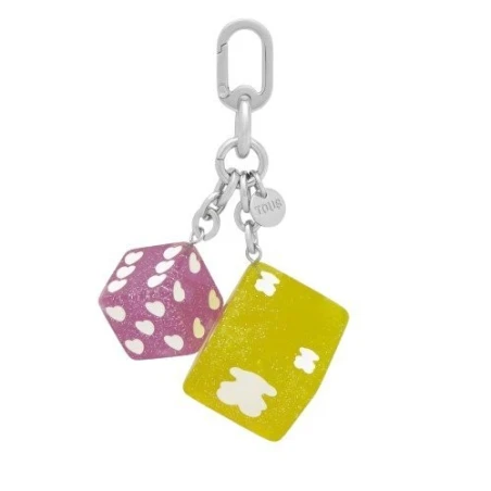 Llavero TOUS Motif Dices Dados Rosa y Amarillo 2002471155