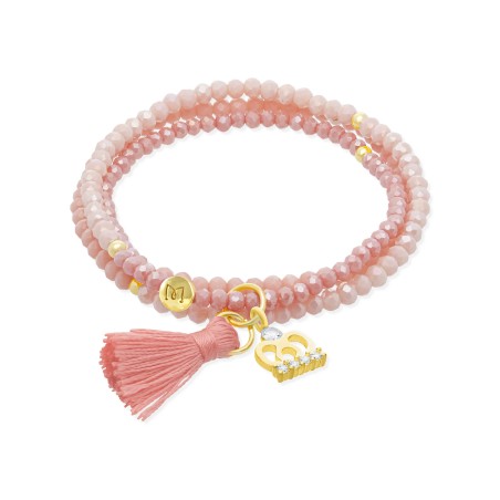 Pulsera Marina García Zen Salmón y Corona Plata Baño Oro 91287U22