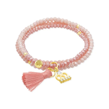 Pulsera Marina García Zen Salmón y Corona Plata Baño Oro 91287U22