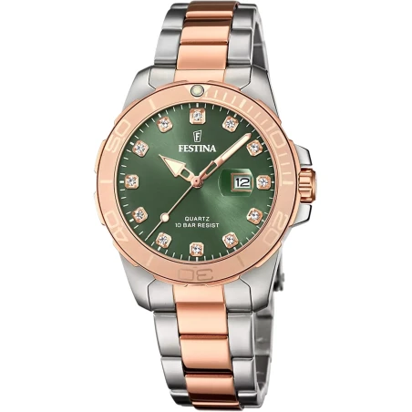 Reloj Festina Boyfriend Plateado, Rosado y Verde Analógico Mujer F20505/4