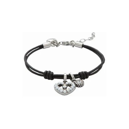Pulsera Fossil Cuero y Corazón Acero JF86608040