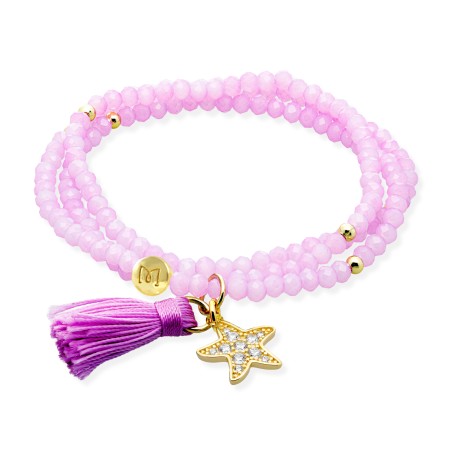 Pulsera Marina García Zen Lila y Estrella de Mar Plata Baño Oro 91196U26
