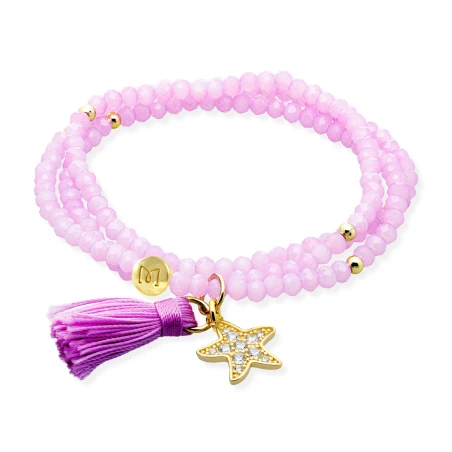 Pulsera Marina García Zen Lila y Estrella de Mar Plata Baño Oro 91196U26
