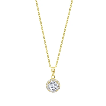 Gargantilla Lotus Silver Plata Baño Oro y Circonitas Blancas LP3104-1/2