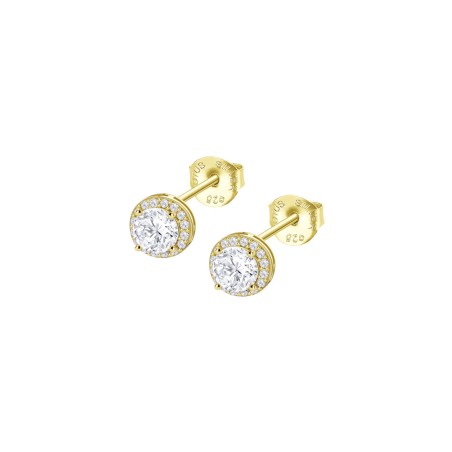 Pendientes Lotus silver Botón Plata Baño Oro y Circonitas Blancas LP3104-4/2