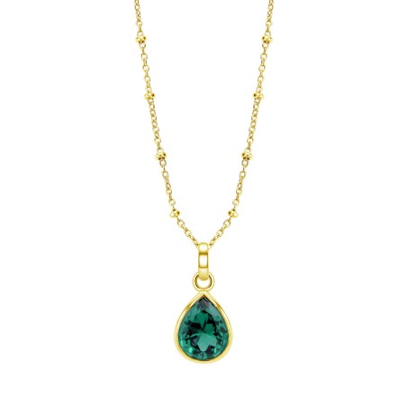 Gargantilla Lotus Silver Plata Baño Oro y Piedra Verde LP3563-1/5
