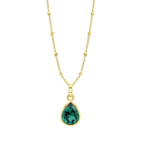 Gargantilla Lotus Silver Plata Baño Oro y Piedra Verde LP3563-1/5