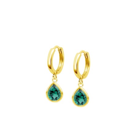 Pendientes Lotus Silver Plata Baño Oro y Piedra Verde LP3563-4/5