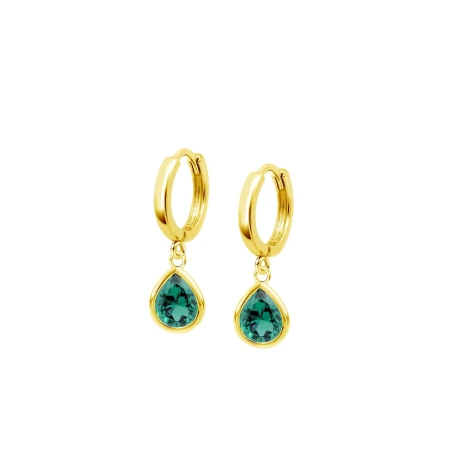 Pendientes Lotus Silver Plata Baño Oro y Piedra Verde LP3563-4/5