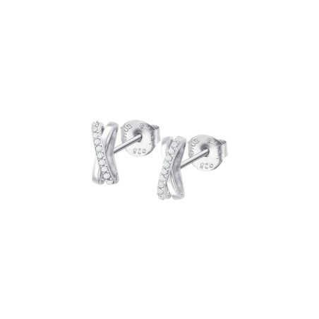 Pendientes Lotus Silver Doble Banda Plata y Circonitas Blancas LP3951-4/1