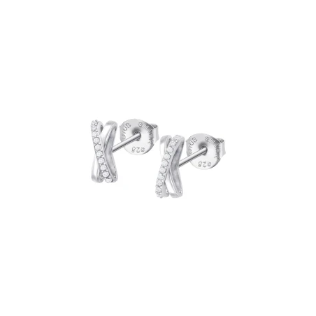 Pendientes Lotus Silver Doble Banda Plata y Circonitas Blancas LP3951-4/1