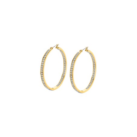 Pendientes Lotus Style Aros Acero Baño Oro y Circonitas Blancas Mujer LS2356-4/2