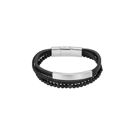 Triple Pulsera Lotus Style Piel y Acero Hombre LS2406-2/1