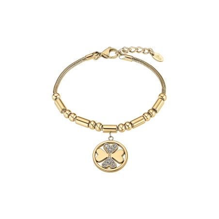 Pulsera Lotus Style Trébol Acero Baño Oro y Circonitas Blancas LS2467-2/2