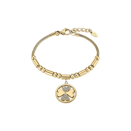 Pulsera Lotus Style Trébol Acero Baño Oro y Circonitas Blancas LS2467-2/2