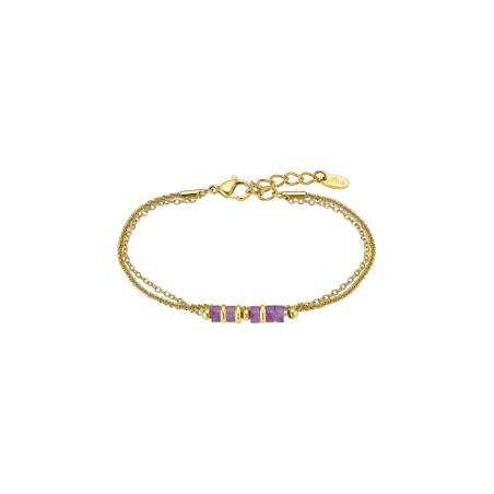 Pulsera Lotus Style Acero Baño Oro y Piedras Naturales LS2561-2/2