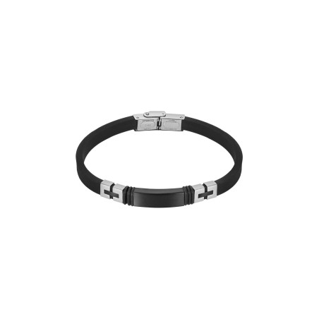 Pulsera Lotus Style Piel Negra y Acero Hombre LS2539-2/2