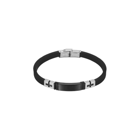 Pulsera Lotus Style Piel Negra y Acero Hombre LS2539-2/2
