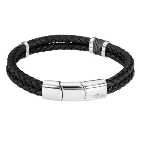 Pulsera Lotus Style Piel Trenzada y Acero Hombre LS2529-2/1