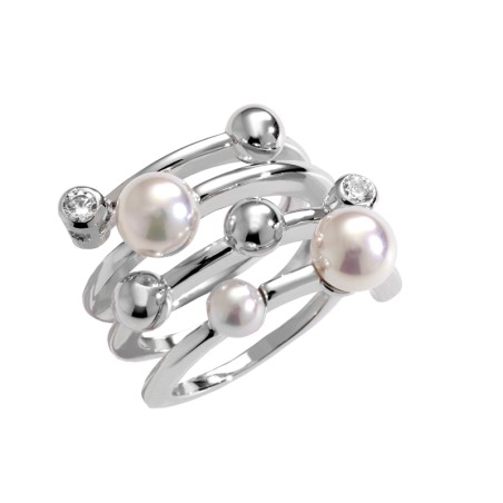 Anillo Majorica Espiral Plata y Perla 10554.01.2.913.700.1